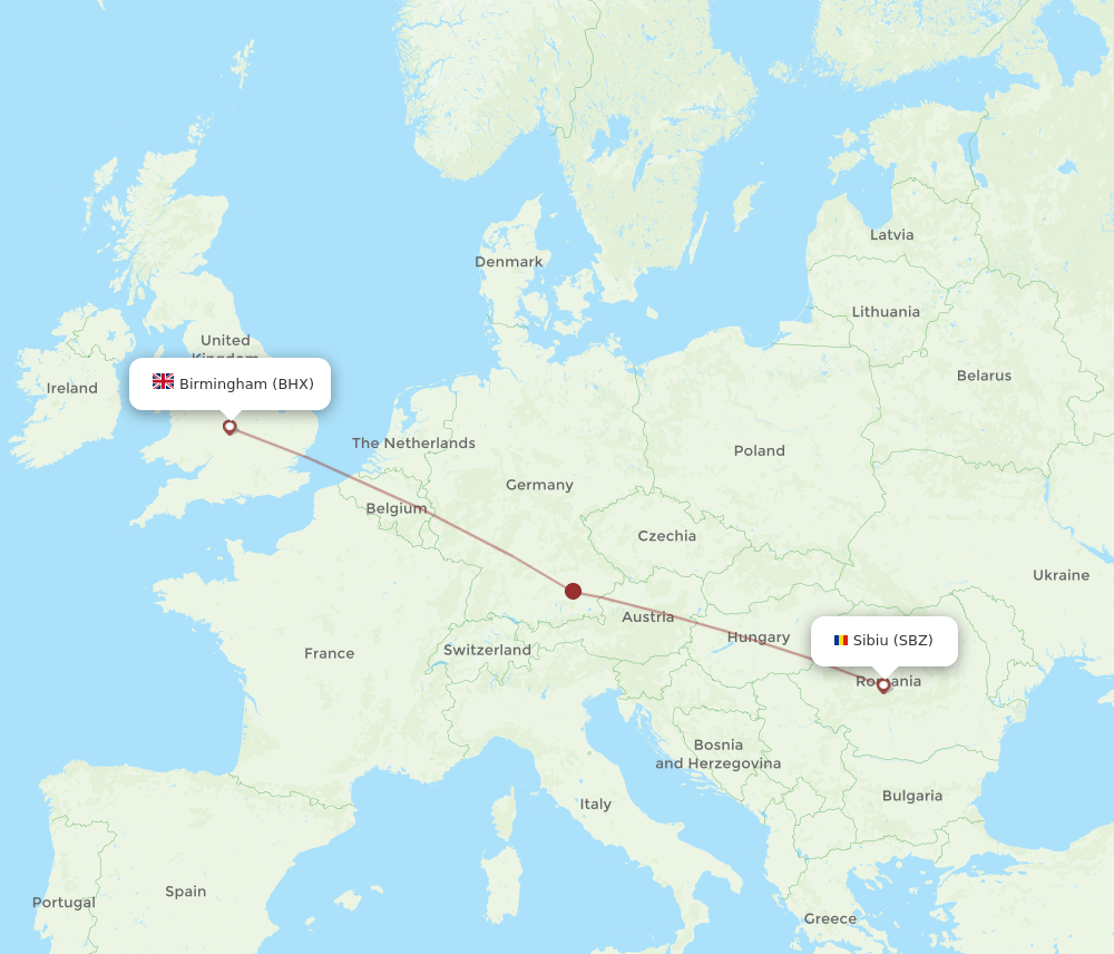BHX-SBZ flight routes