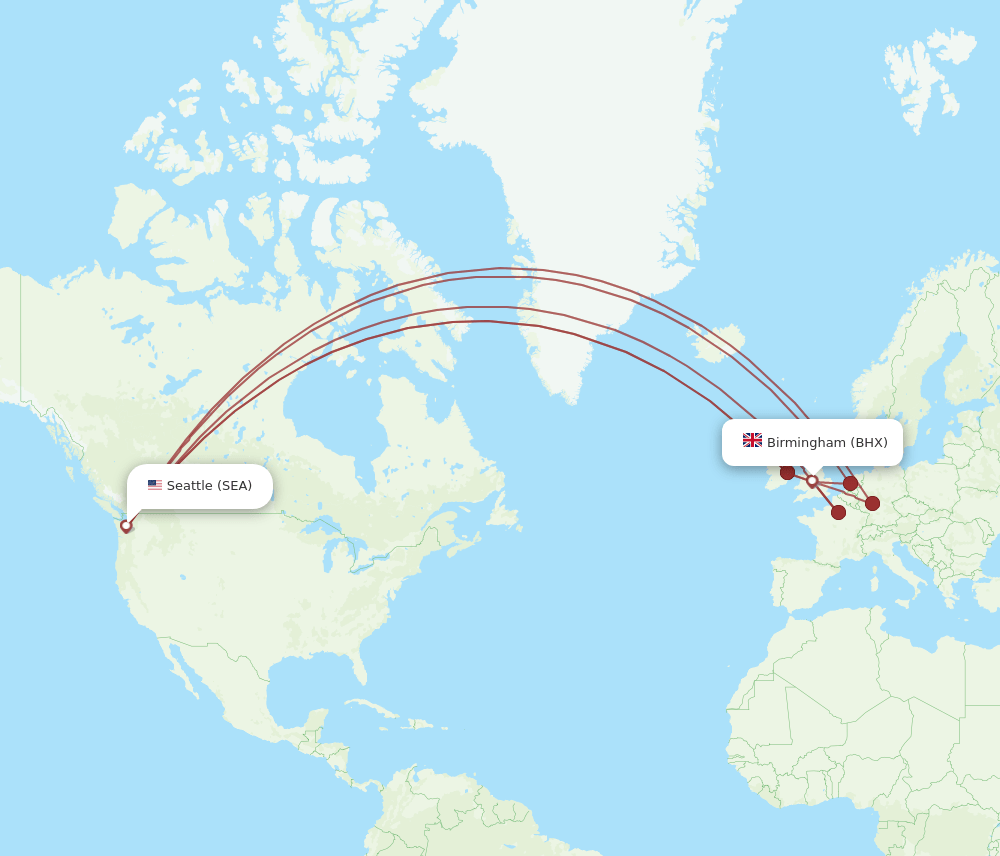 BHX-SEA flight routes