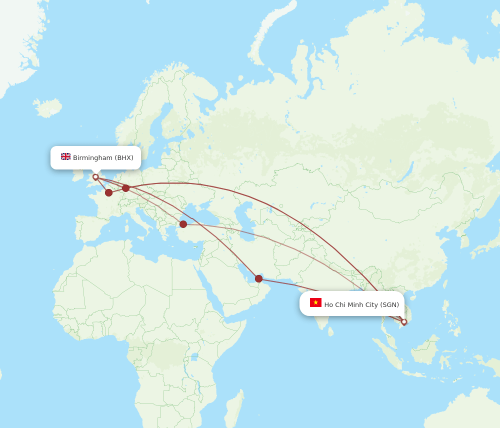 BHX-SGN flight routes