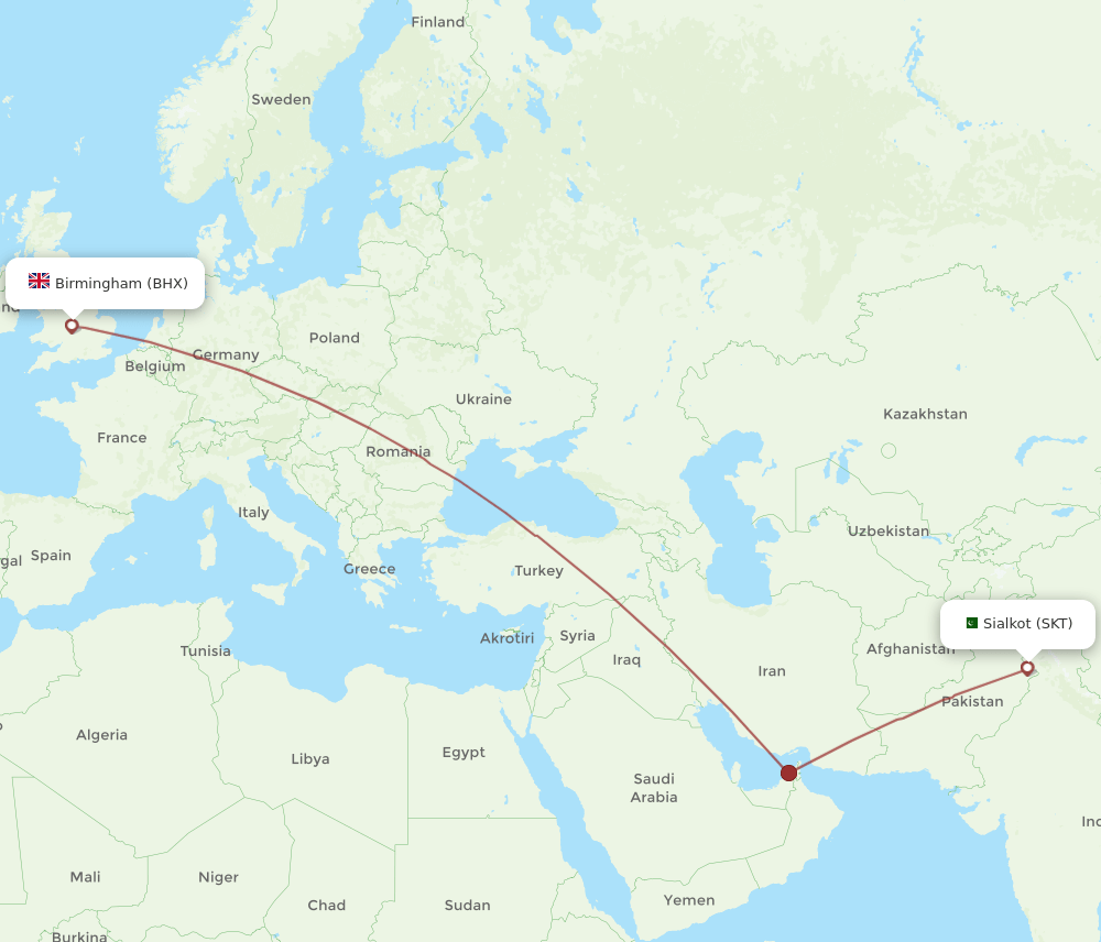 BHX-SKT flight routes