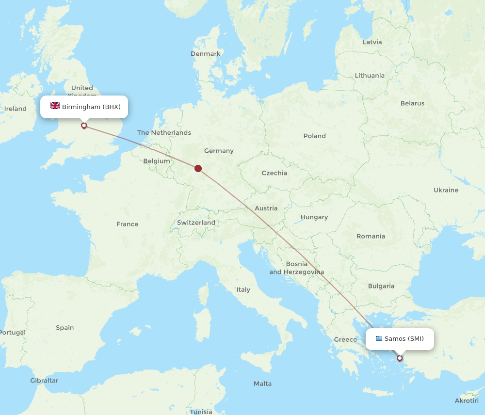 BHX-SMI flight routes