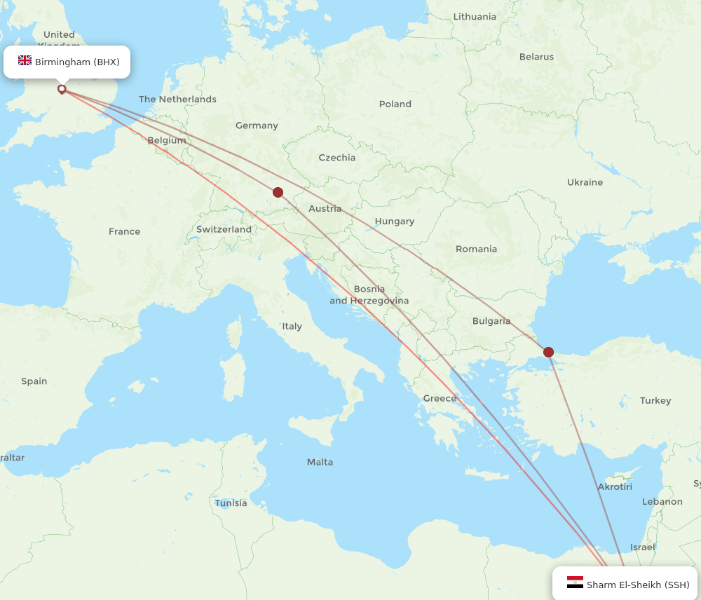 BHX-SSH flight routes