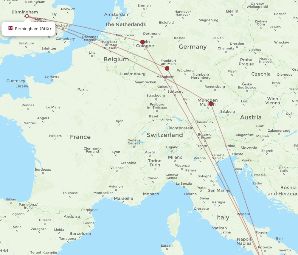 BHX-SUF flight routes