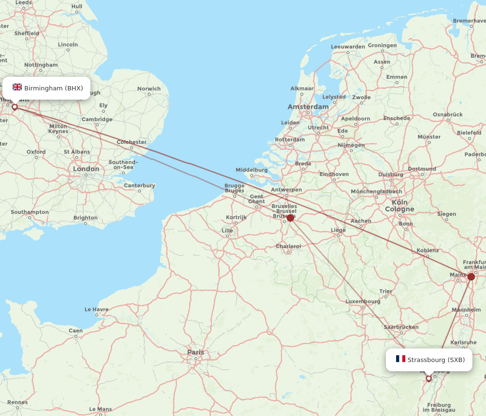 BHX-SXB flight routes