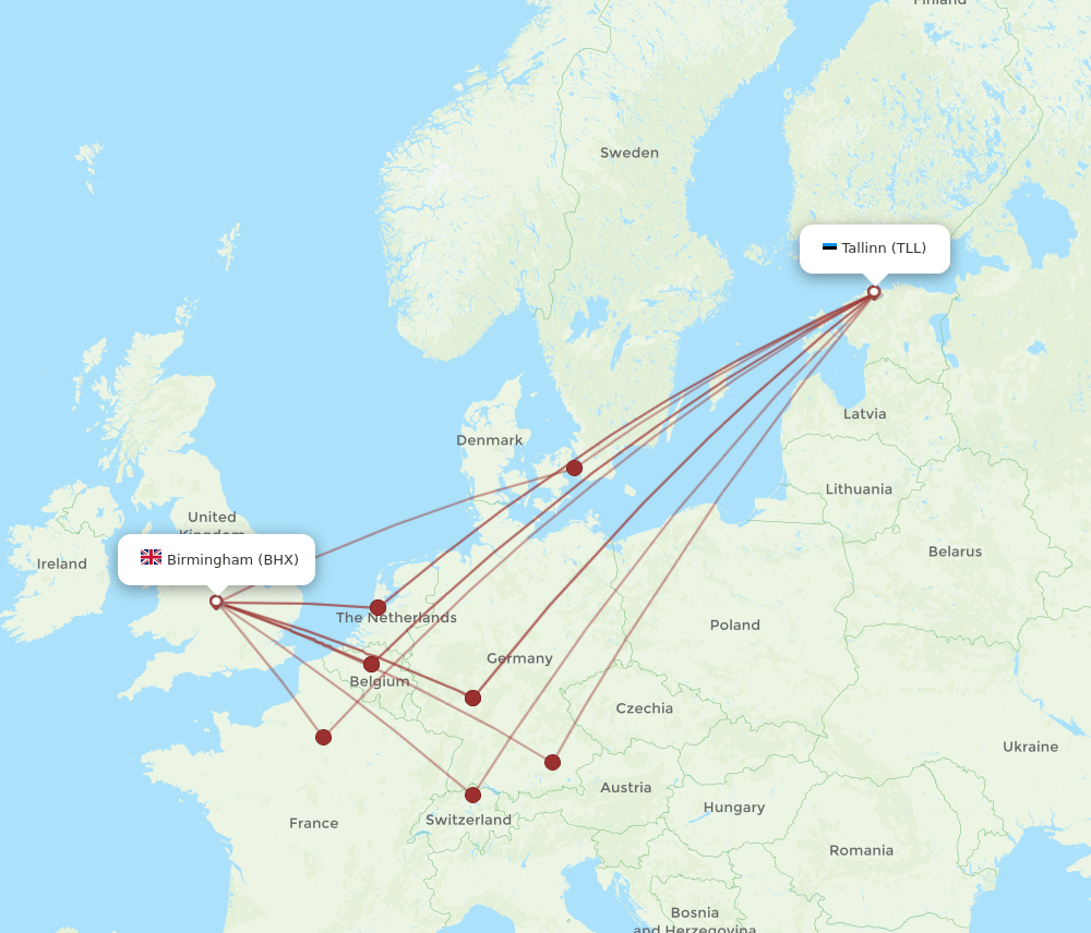 BHX-TLL flight routes