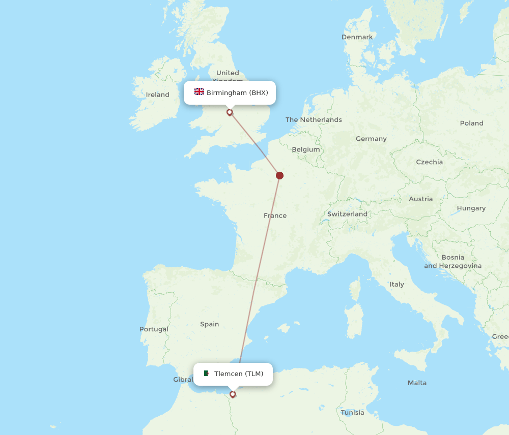 BHX-TLM flight routes