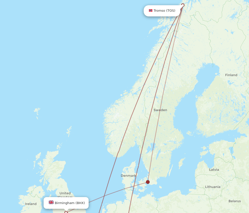 BHX-TOS flight routes