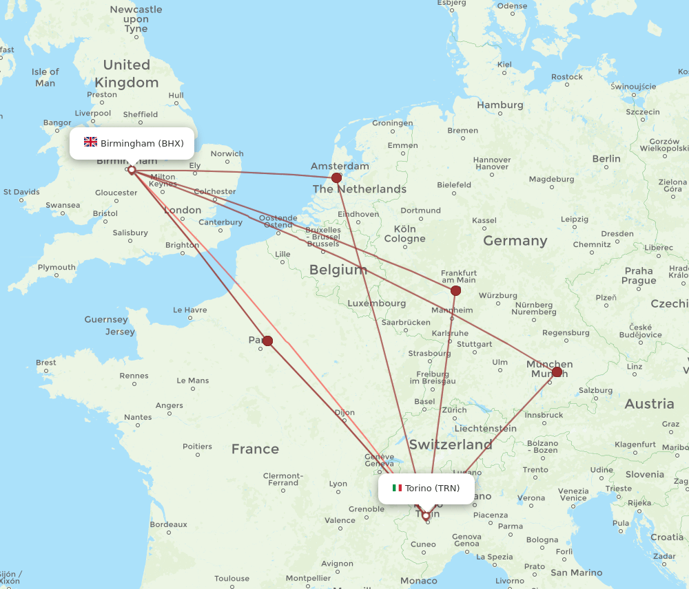 BHX-TRN flight routes