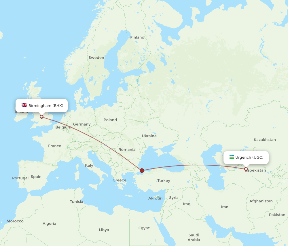 BHX-UGC flight routes