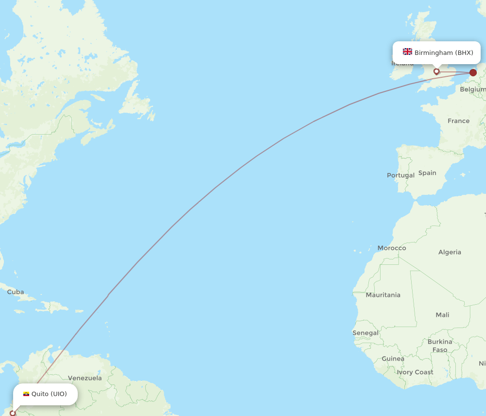 BHX-UIO flight routes