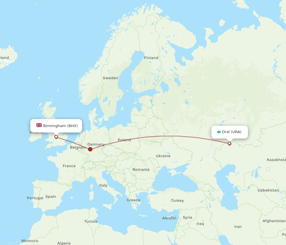 BHX-URA flight routes