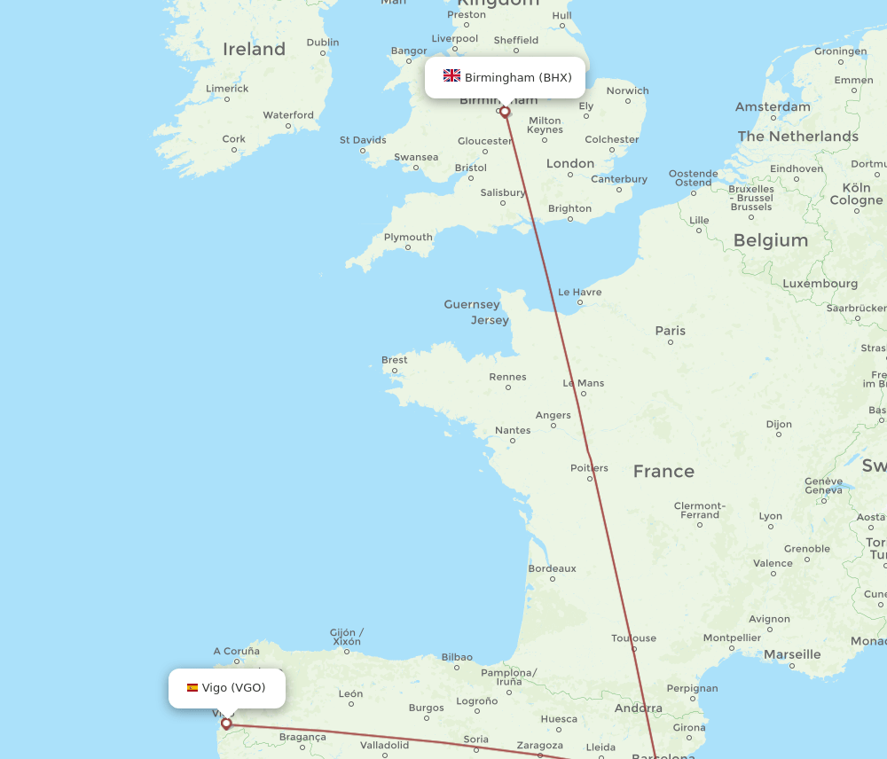 BHX-VGO flight routes