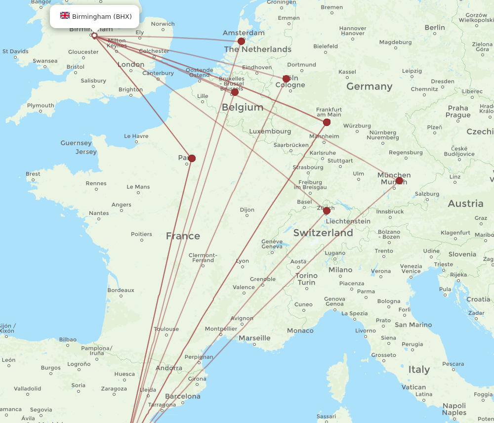 BHX-VLC flight routes