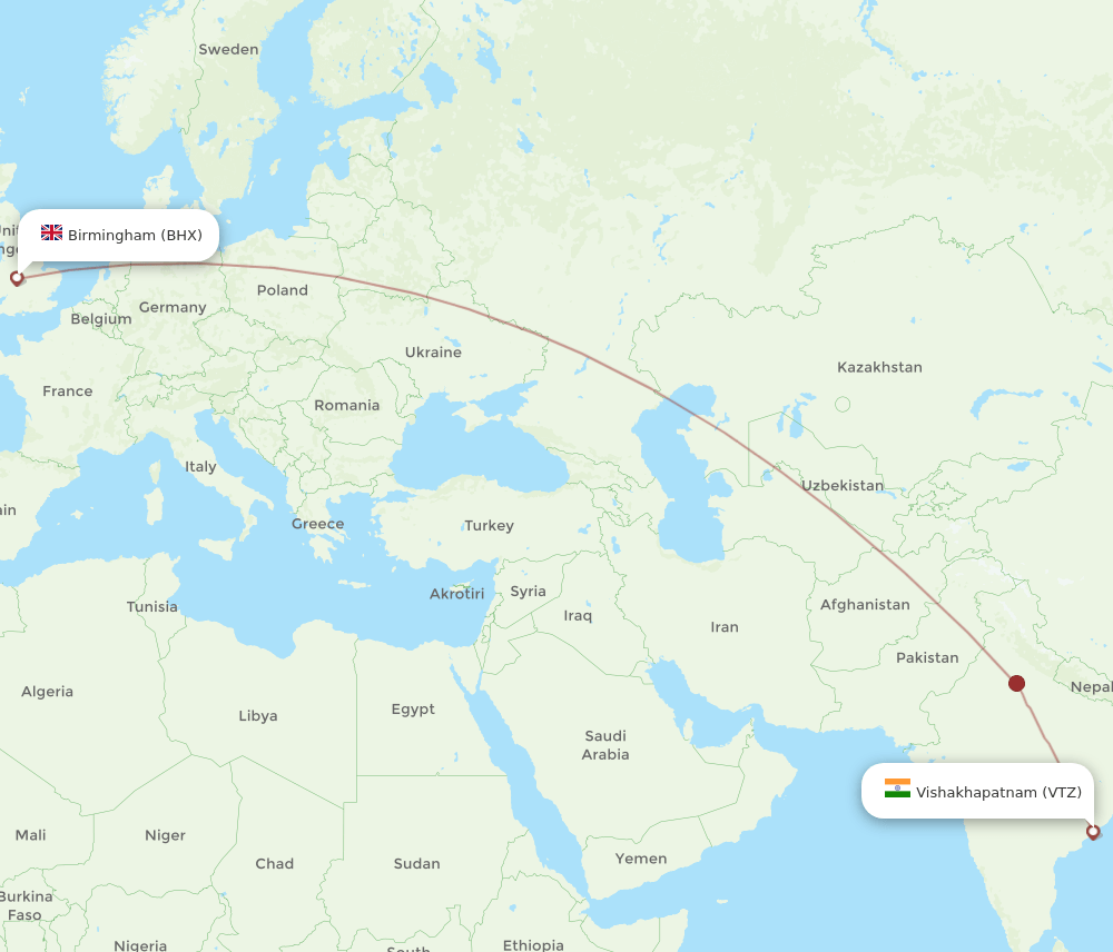 BHX-VTZ flight routes
