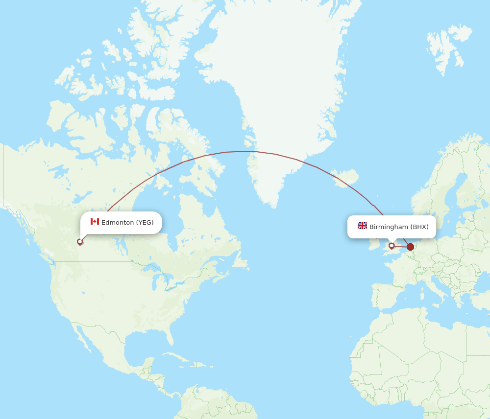 BHX-YEG flight routes