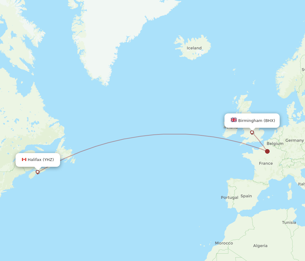 BHX-YHZ flight routes