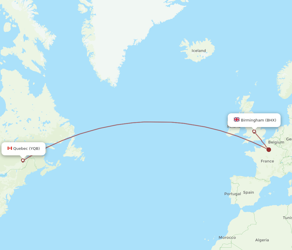 BHX-YQB flight routes