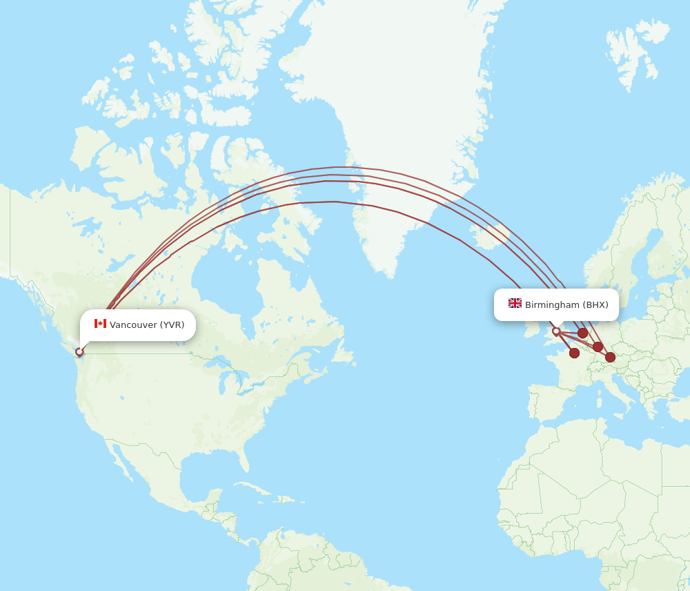 BHX-YVR flight routes