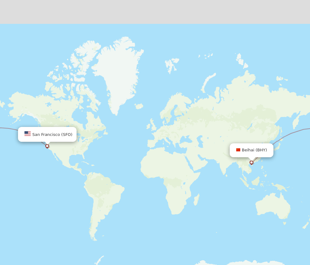 BHY to SFO flights and routes map