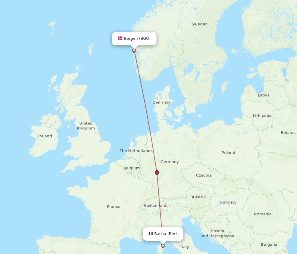 BIA-BGO flight routes