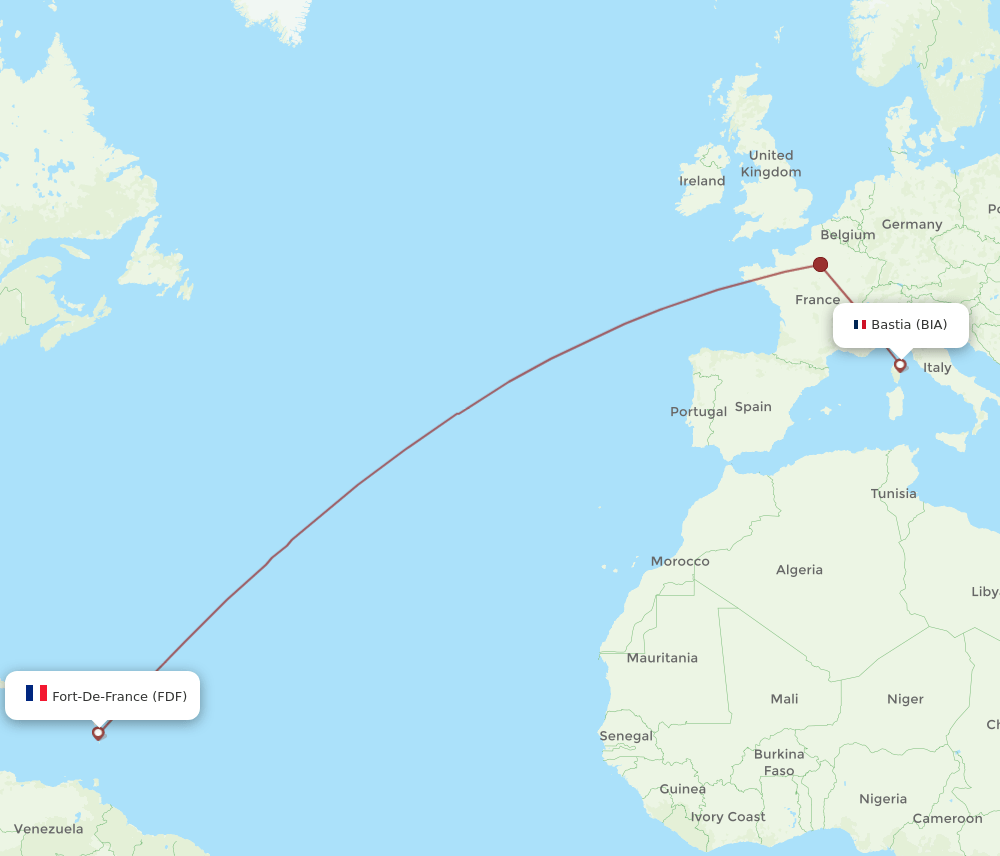 BIA to FDF flights and routes map