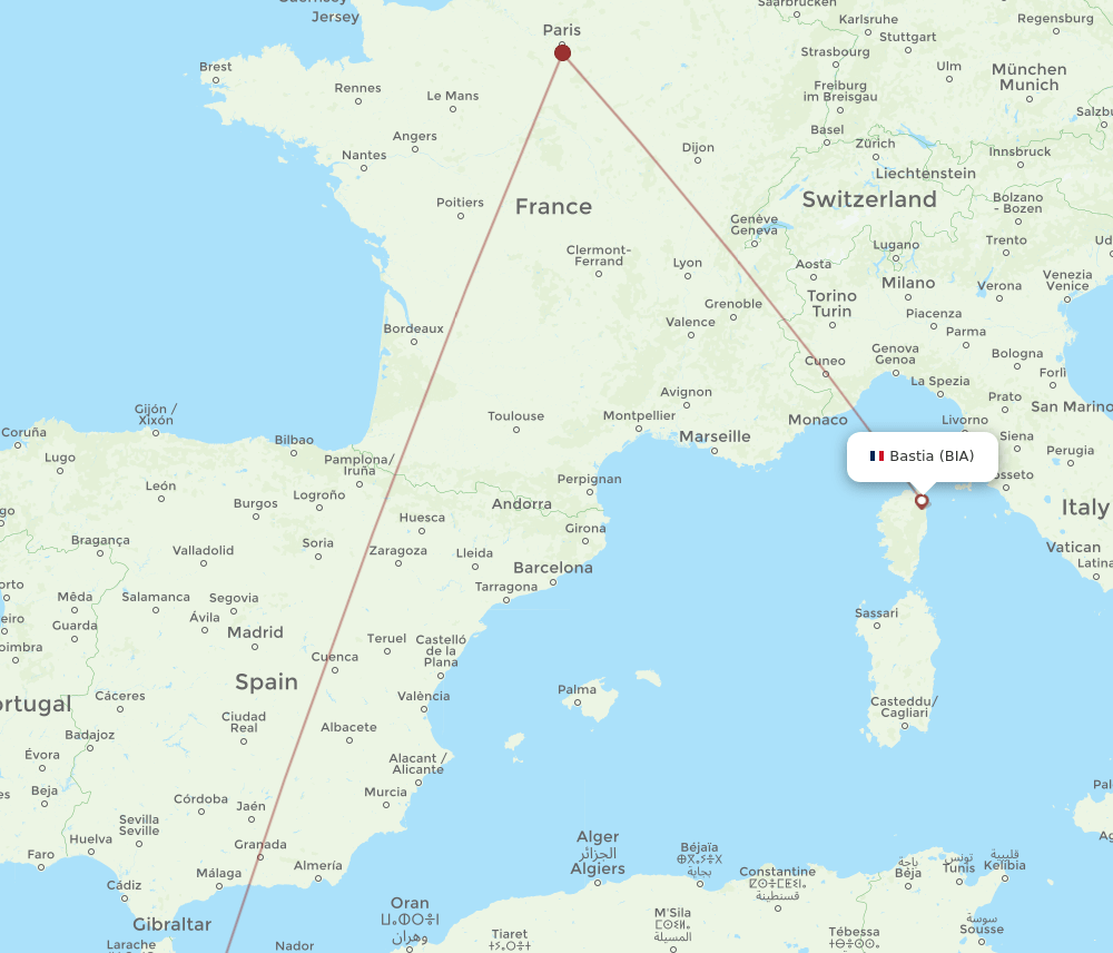 BIA-FEZ flight routes