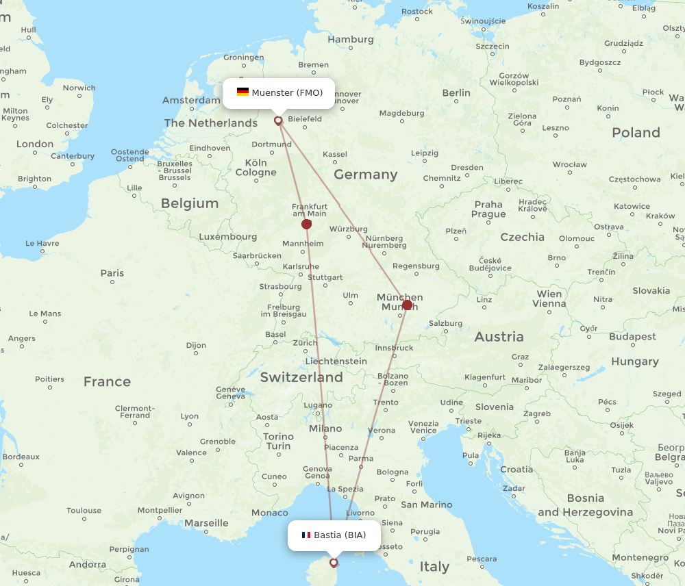 BIA-FMO flight routes