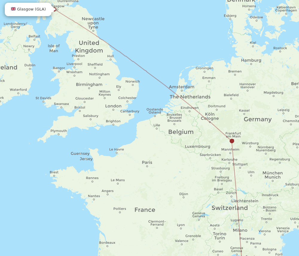 BIA to GLA flights and routes map