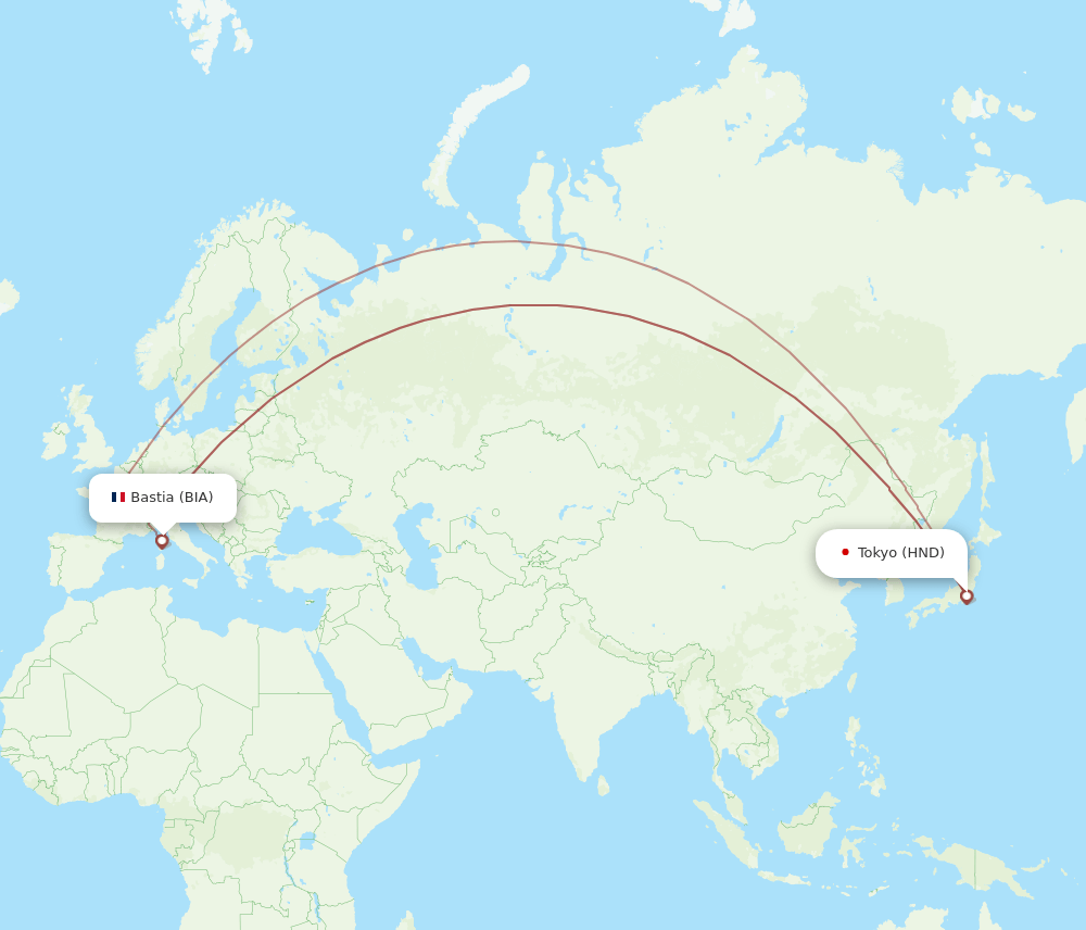 BIA-HND flight routes