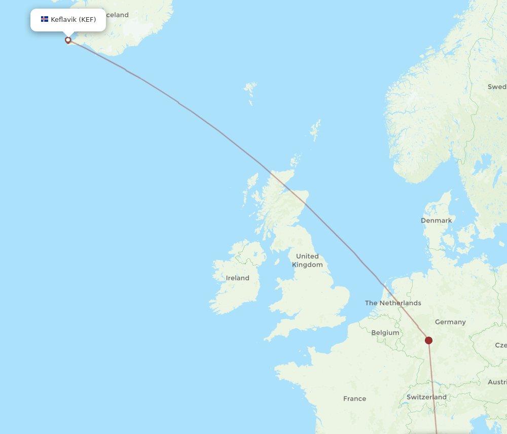 BIA-KEF flight routes