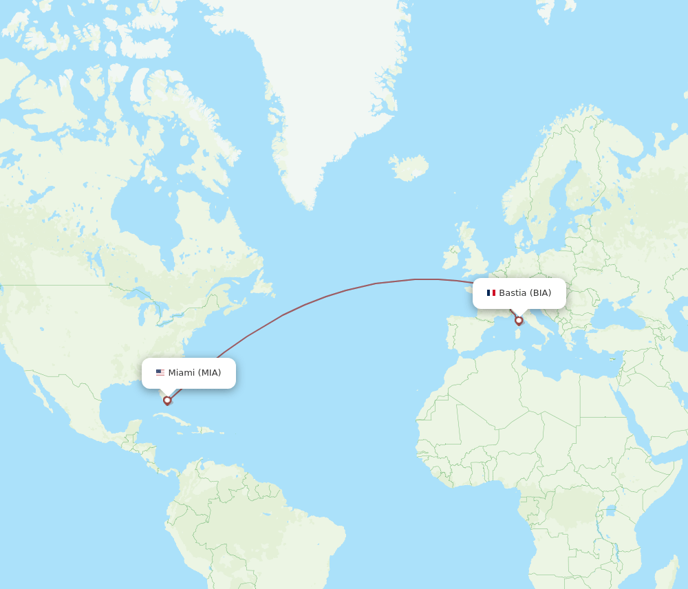 BIA to MIA flights and routes map