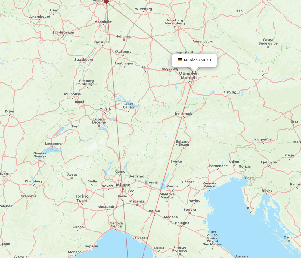BIA-MUC flight routes