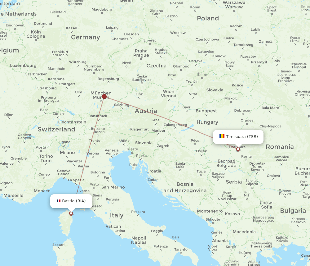 BIA-TSR flight routes