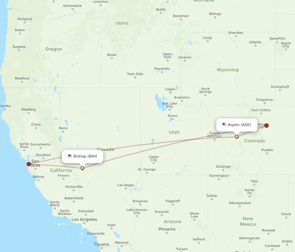 Bishop - Aspen route map and flight paths