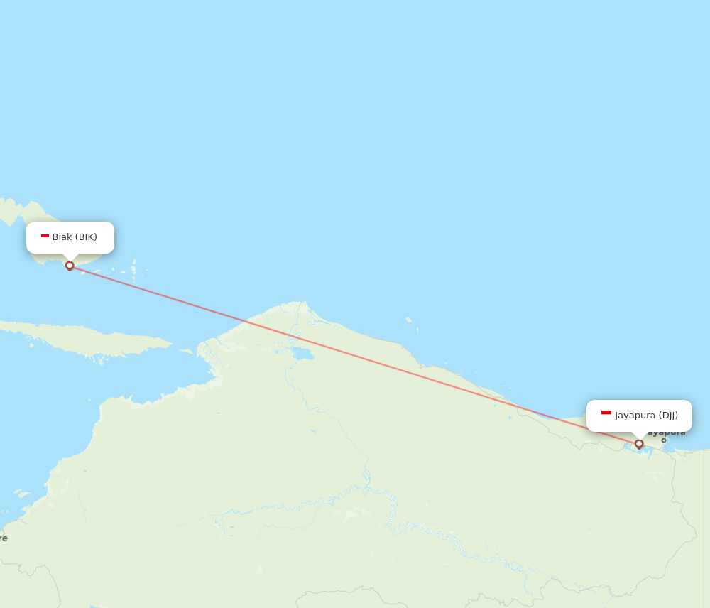 Biak - Jayapura route map and flight paths