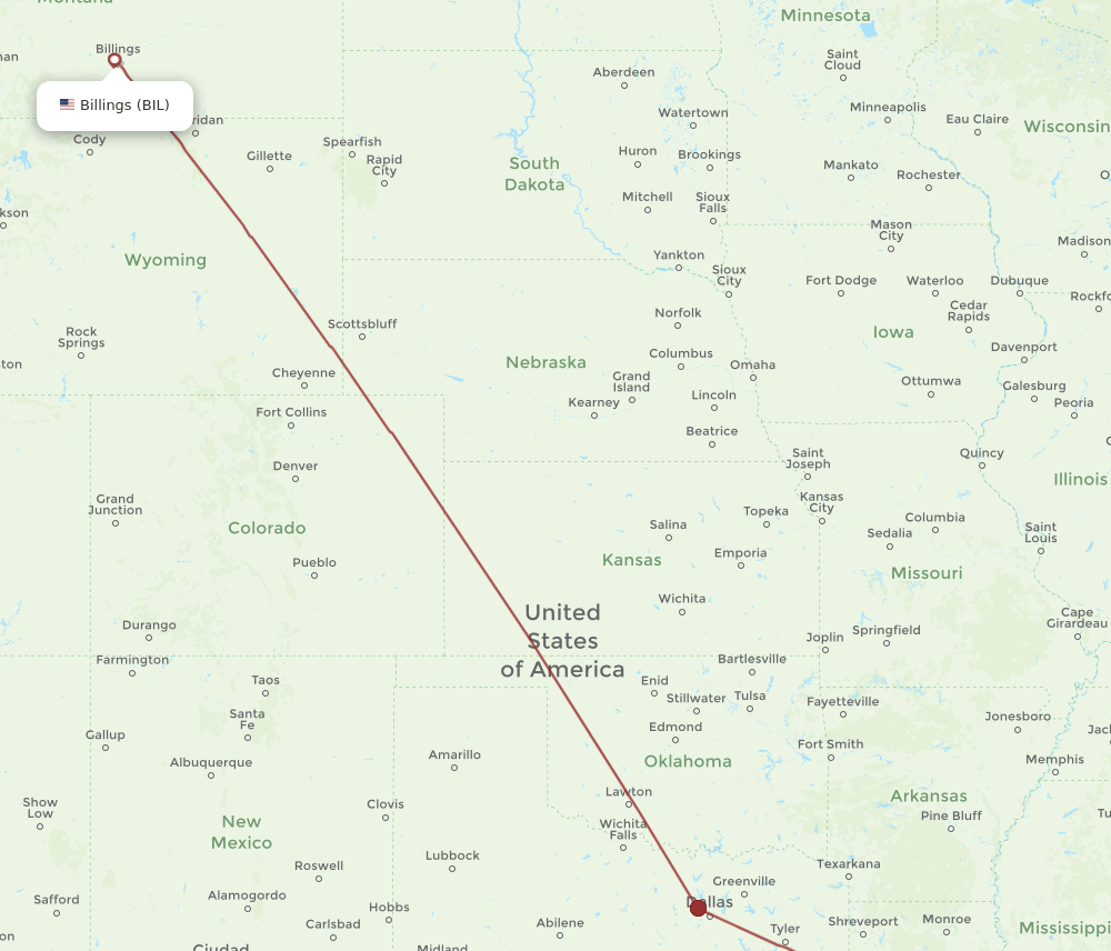 BIL-BTR flight routes