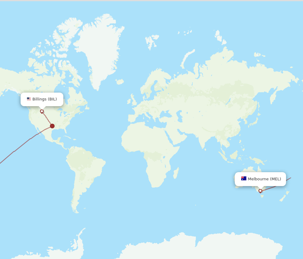 BIL-MEL flight routes