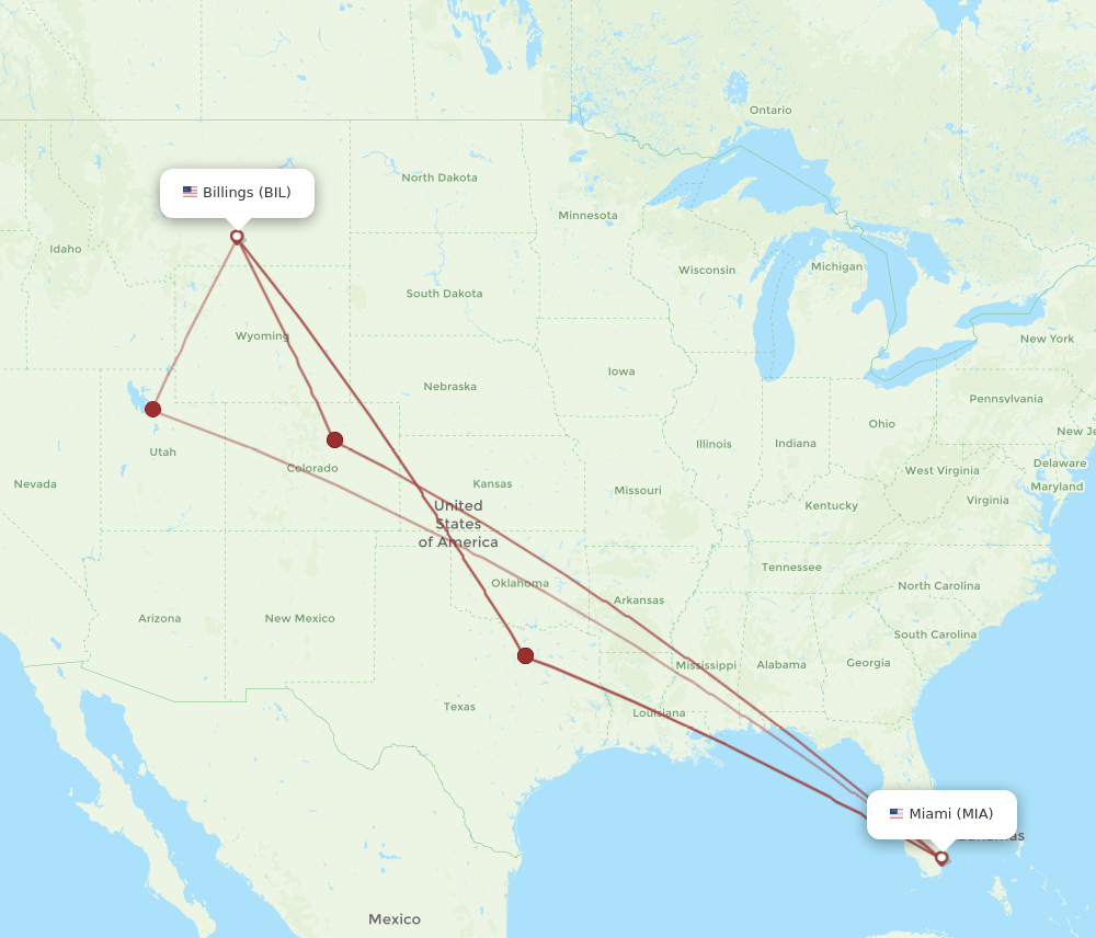 BIL-MIA flight routes