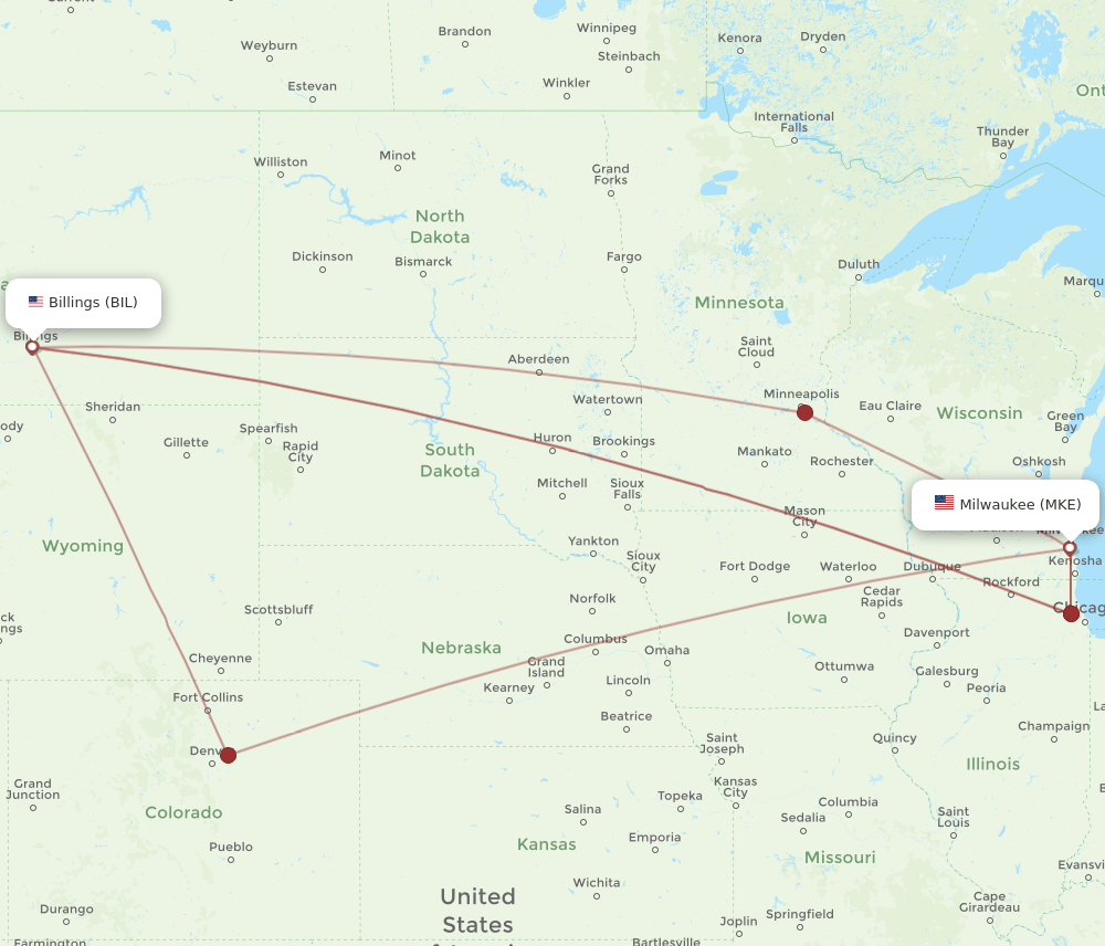 BIL-MKE flight routes