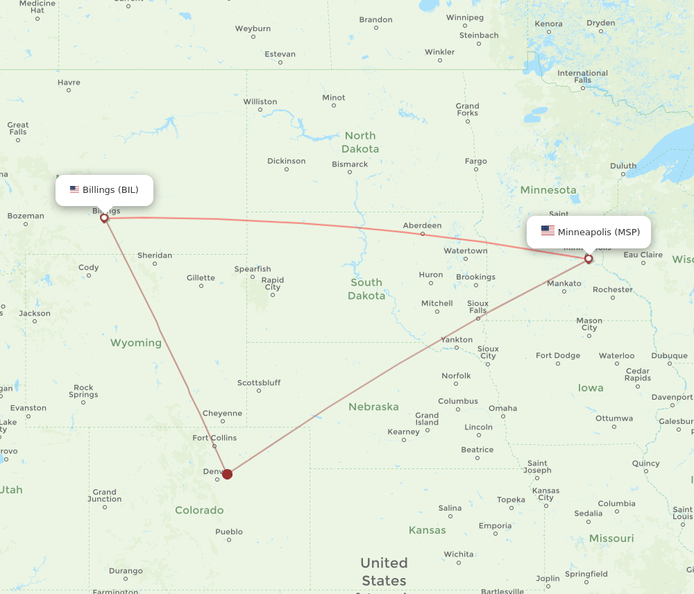 BIL-MSP flight routes