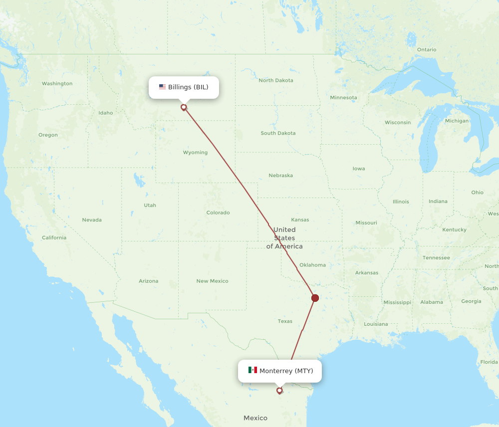 BIL-MTY flight routes