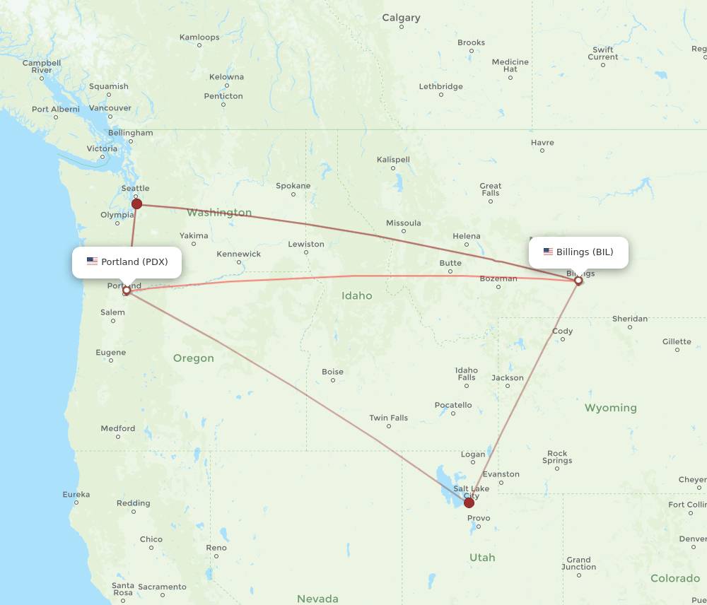 BIL-PDX flight routes