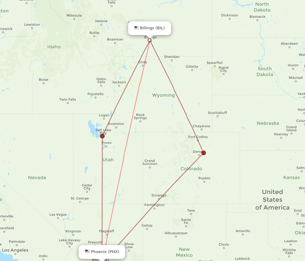 BIL-PHX flight routes