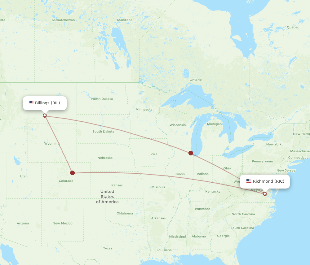 BIL-RIC flight routes