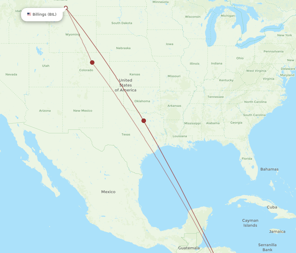 BIL-SJO flight routes
