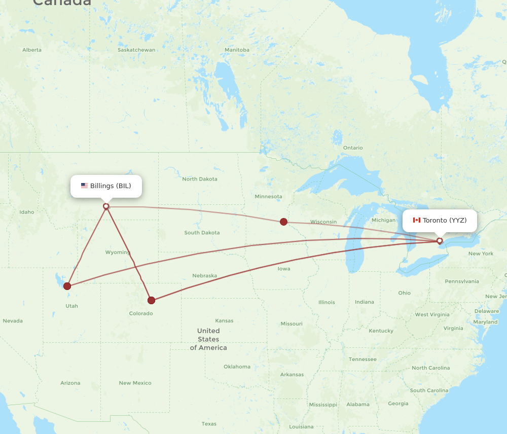 BIL-YYZ flight routes