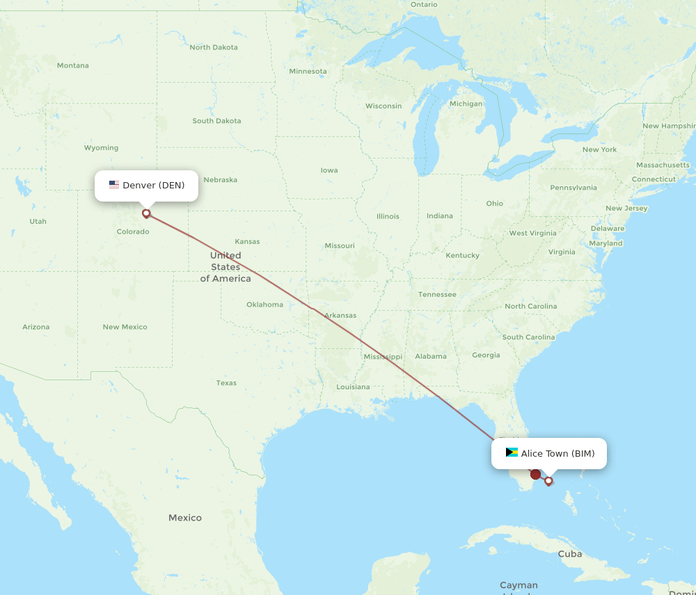 BIM-DEN flight routes