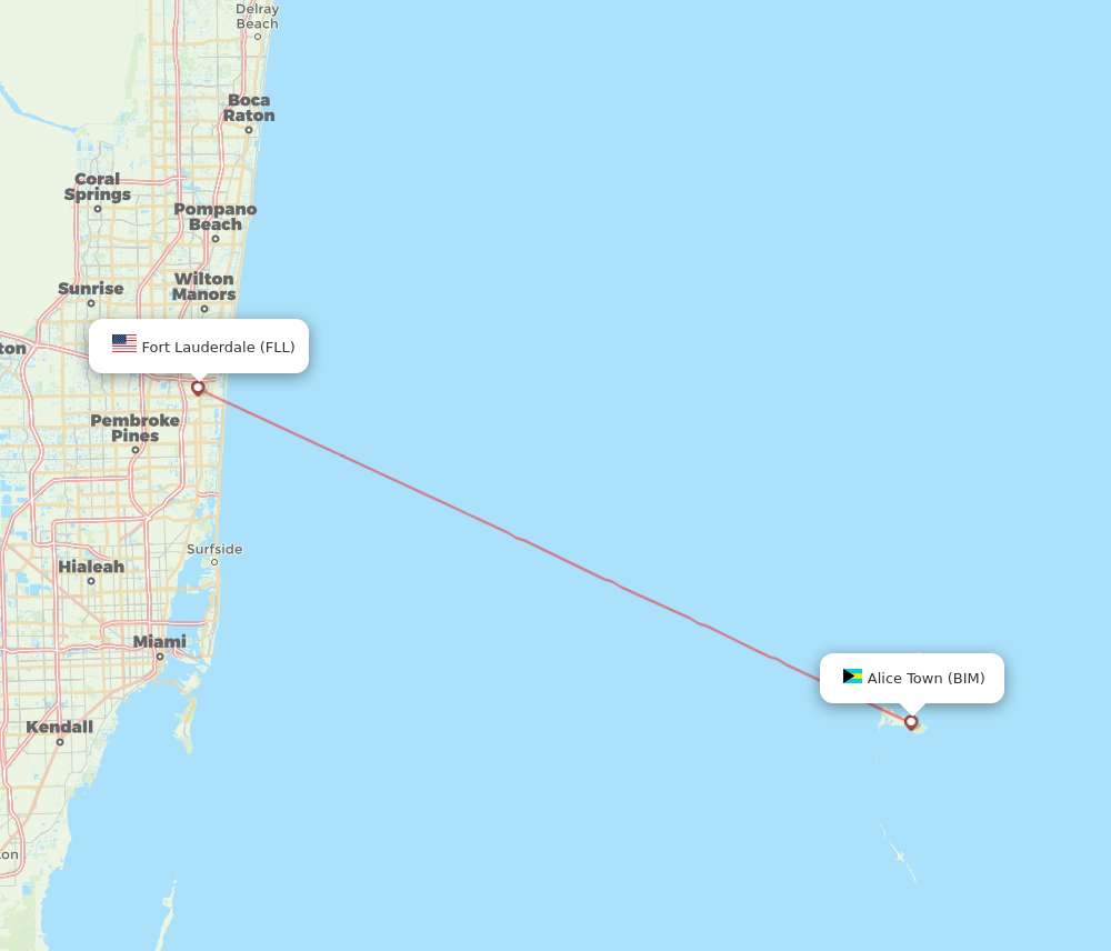 BIM to FLL flights and routes map