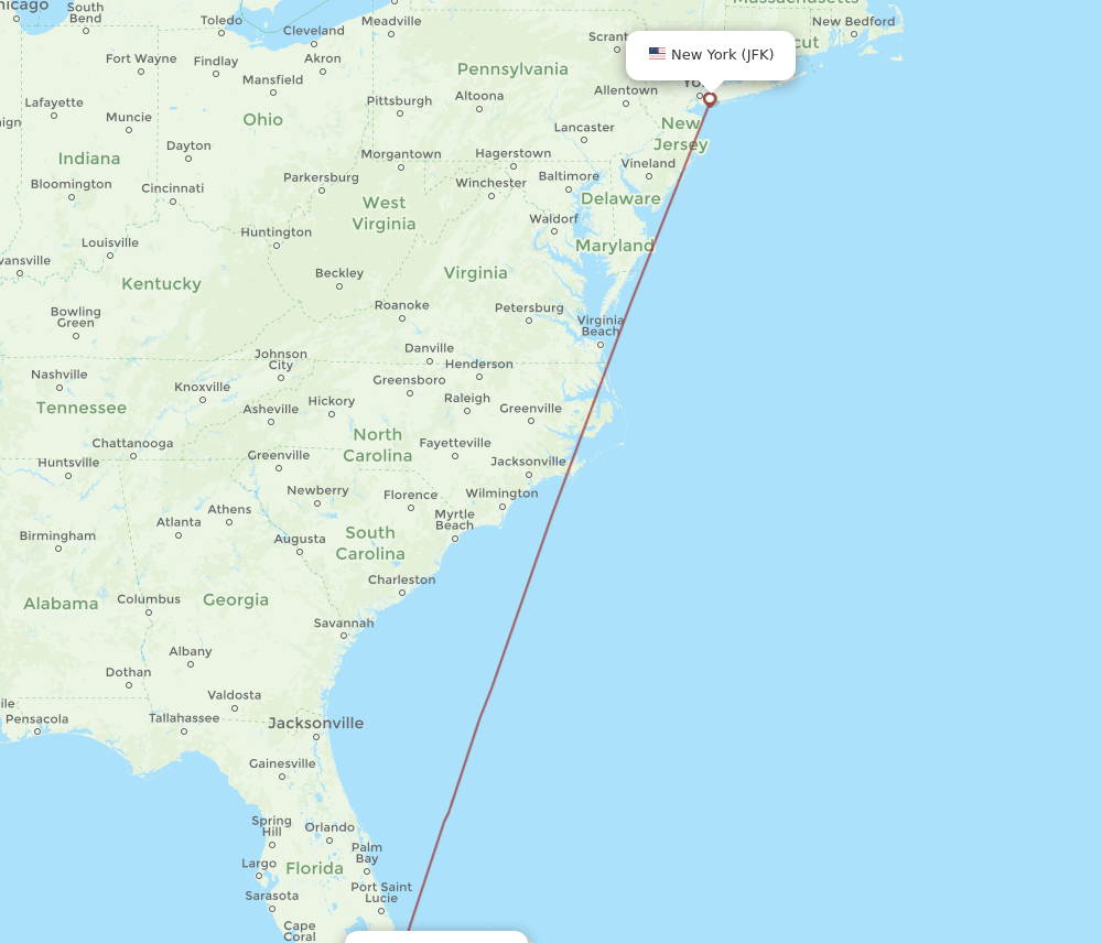 BIM-JFK flight routes