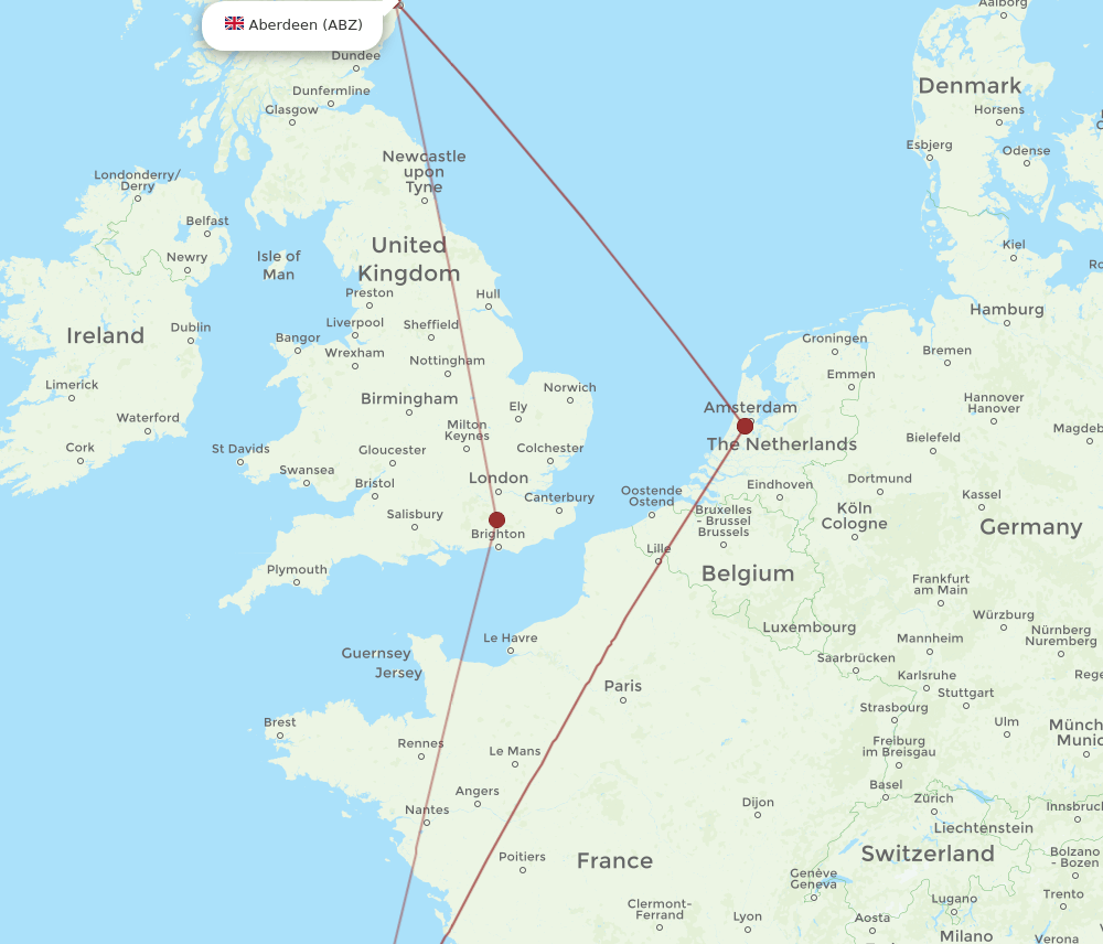 BIO to ABZ flights and routes map